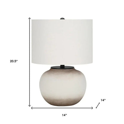 21" Cream Ceramic Round Table Lamp With Cream Drum Shade HomeRoots