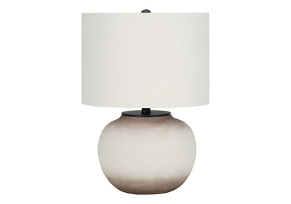21" Cream Ceramic Round Table Lamp With Cream Drum Shade HomeRoots