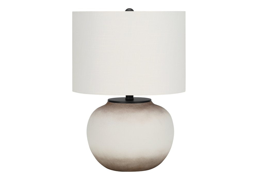 21" Cream Ceramic Round Table Lamp With Cream Drum Shade HomeRoots
