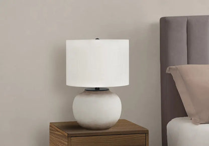 21" Cream Ceramic Round Table Lamp With Cream Drum Shade HomeRoots