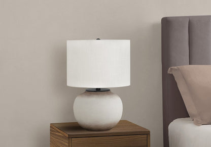 21" Cream Ceramic Round Table Lamp With Cream Drum Shade HomeRoots