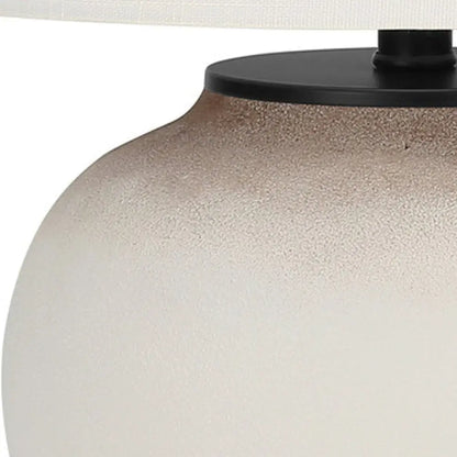 21" Cream Ceramic Round Table Lamp With Cream Drum Shade HomeRoots