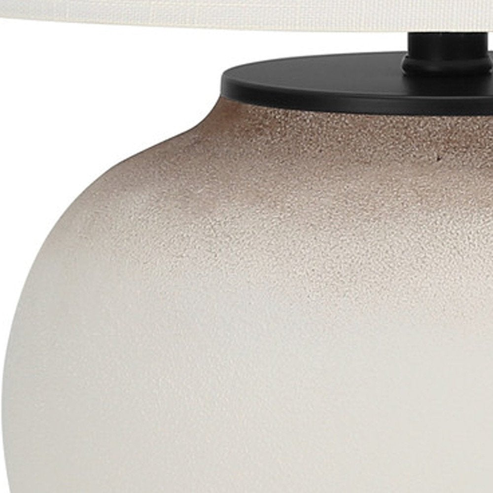 21" Cream Ceramic Round Table Lamp With Cream Drum Shade HomeRoots