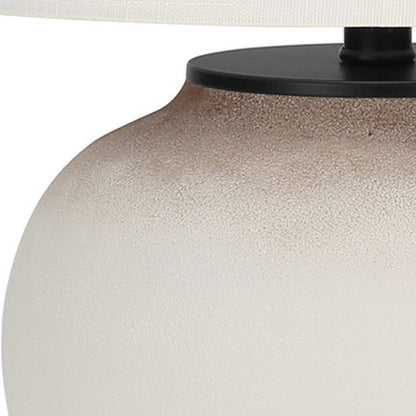 21" Cream Ceramic Round Table Lamp With Cream Drum Shade HomeRoots