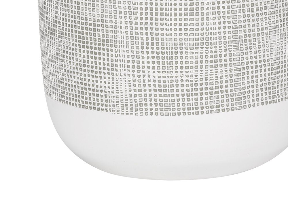 27" Gray and White Ceramic Round Table Lamp With Gray Drum Shade HomeRoots