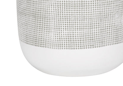 27" Gray and White Ceramic Round Table Lamp With Gray Drum Shade HomeRoots