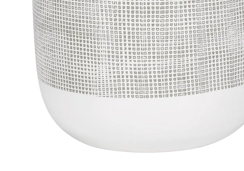 27" Gray and White Ceramic Round Table Lamp With Gray Drum Shade HomeRoots