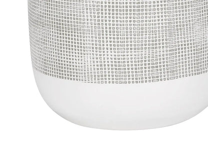 27" Gray and White Ceramic Round Table Lamp With Gray Drum Shade HomeRoots