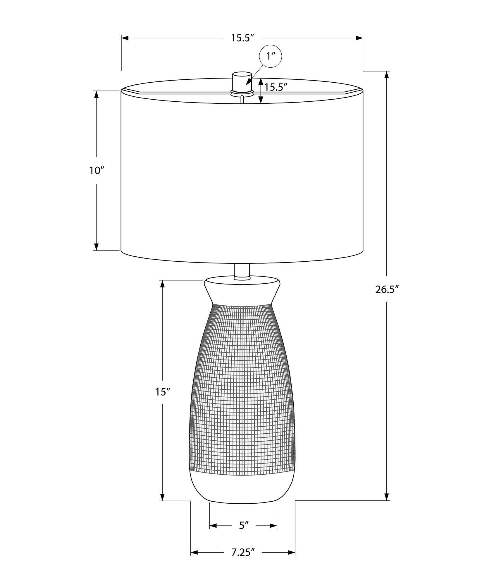 27" Gray and White Ceramic Round Table Lamp With Gray Drum Shade - FurniFindUSA