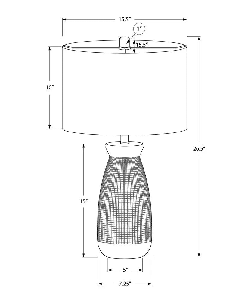 27" Gray and White Ceramic Round Table Lamp With Gray Drum Shade HomeRoots