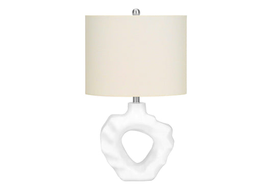 25" Cream Novelty Table Lamp With Cream Drum Shade - FurniFindUSA