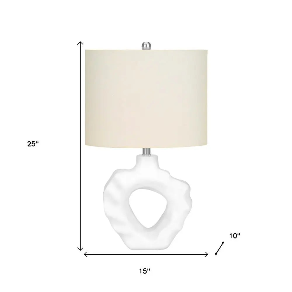 25" Cream Novelty Table Lamp With Cream Drum Shade HomeRoots