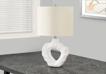 25" Cream Novelty Table Lamp With Cream Drum Shade HomeRoots