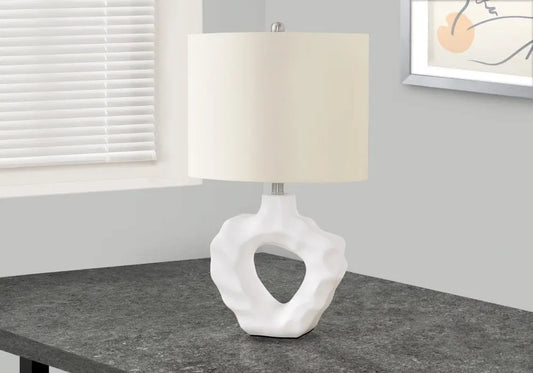25" Cream Novelty Table Lamp With Cream Drum Shade HomeRoots