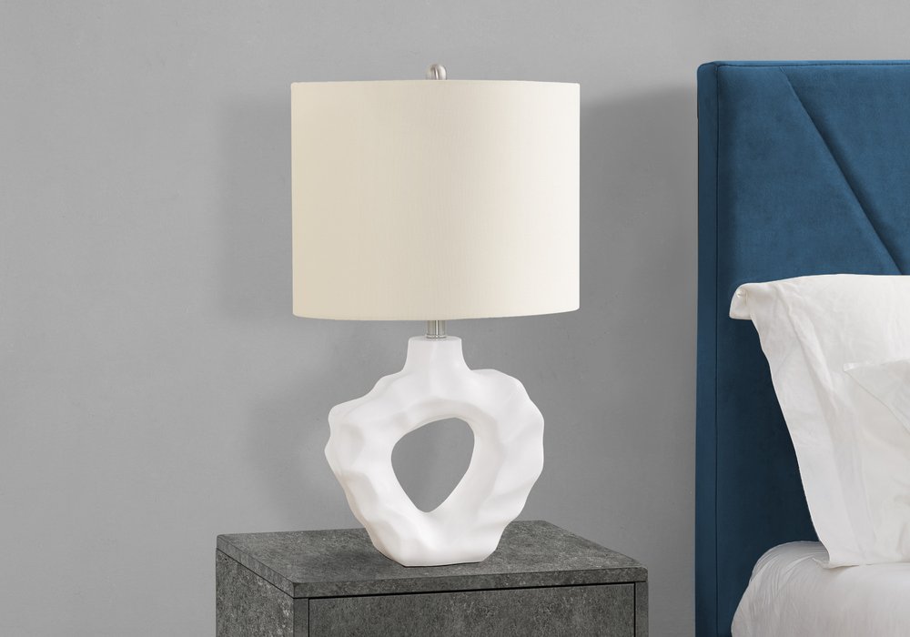 25" Cream Novelty Table Lamp With Cream Drum Shade HomeRoots