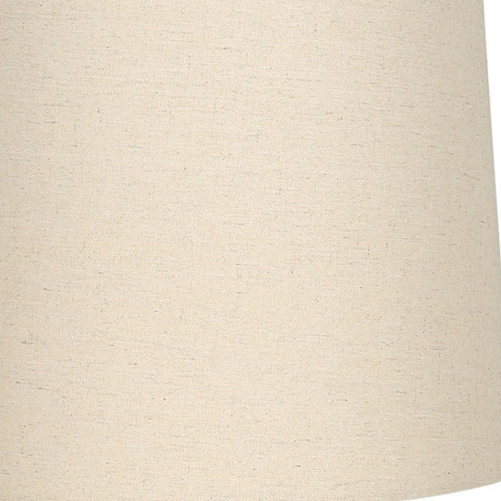 25" Cream Geometric Table Lamp With Beige Empire Shade - FurniFindUSA