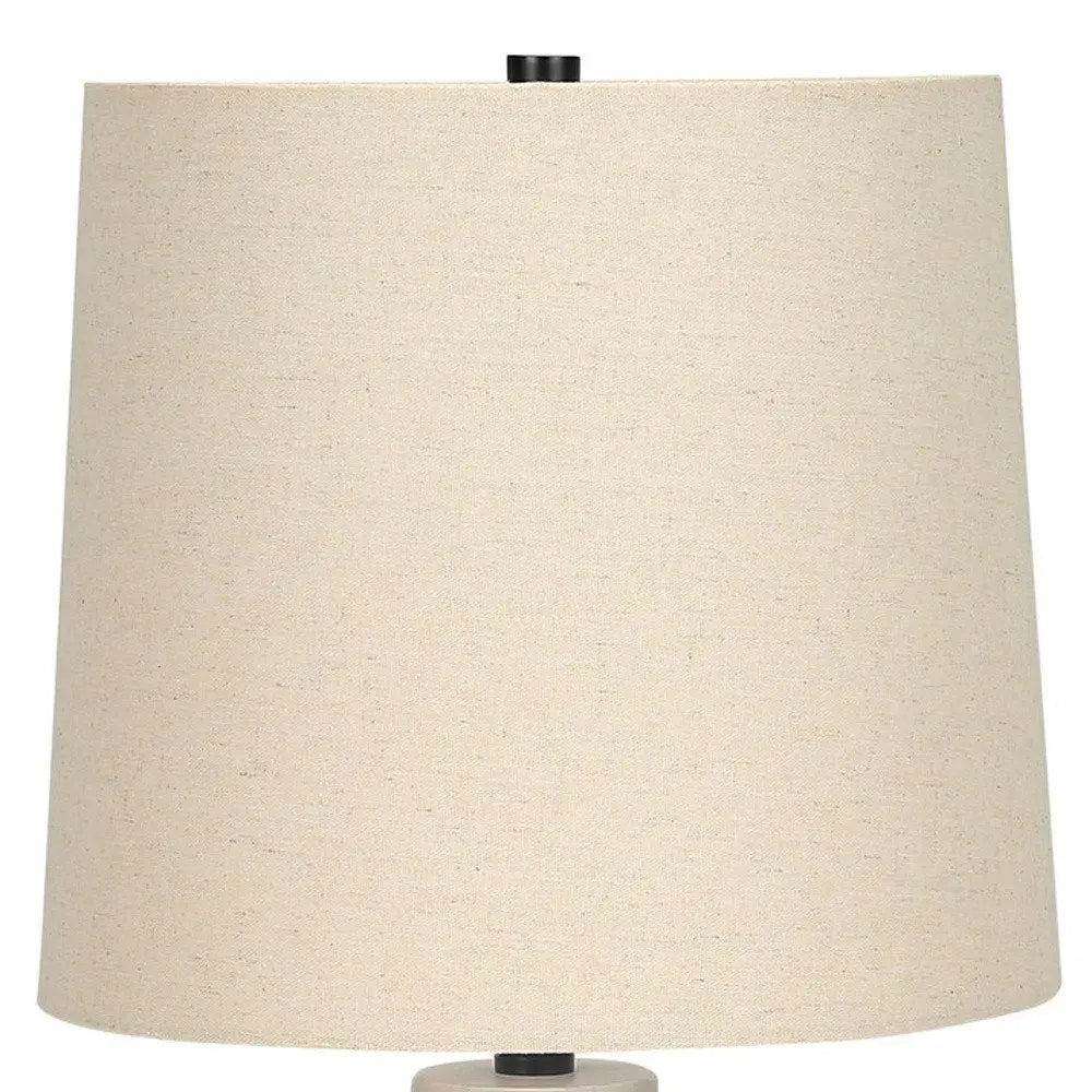 25" Cream Geometric Table Lamp With Beige Empire Shade HomeRoots