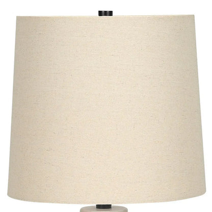 25" Cream Geometric Table Lamp With Beige Empire Shade HomeRoots