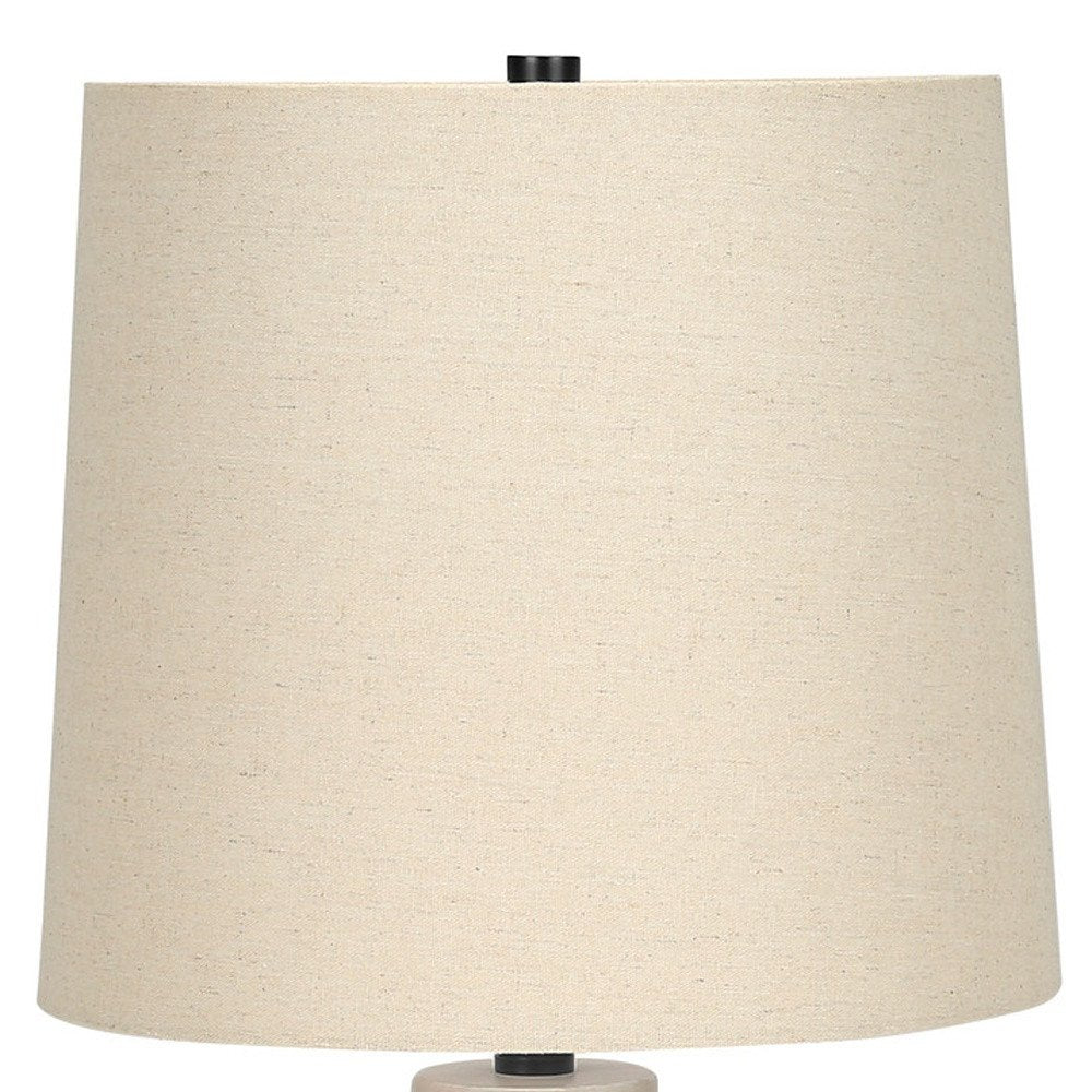 25" Cream Geometric Table Lamp With Beige Empire Shade HomeRoots