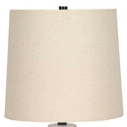 25" Cream Geometric Table Lamp With Beige Empire Shade HomeRoots