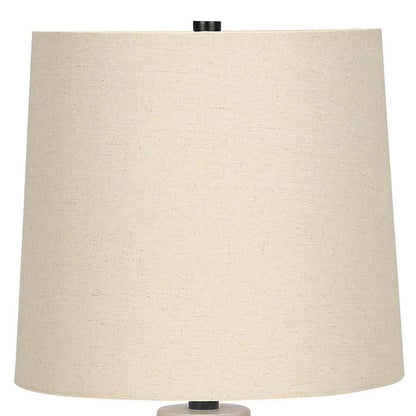 25" Cream Geometric Table Lamp With Beige Empire Shade - FurniFindUSA