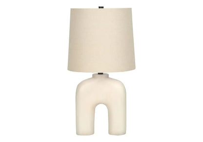 25" Cream Geometric Table Lamp With Beige Empire Shade HomeRoots