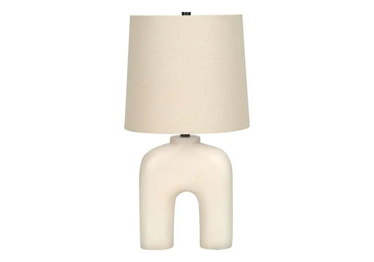 25" Cream Geometric Table Lamp With Beige Empire Shade HomeRoots