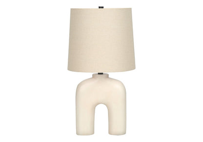 25" Cream Geometric Table Lamp With Beige Empire Shade HomeRoots