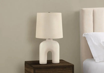 25" Cream Geometric Table Lamp With Beige Empire Shade HomeRoots