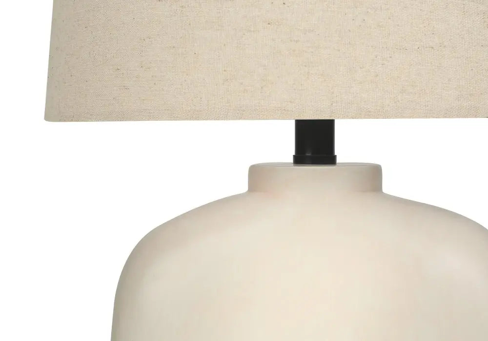 25" Cream Geometric Table Lamp With Beige Empire Shade HomeRoots
