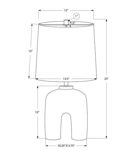 25" Cream Geometric Table Lamp With Beige Empire Shade HomeRoots