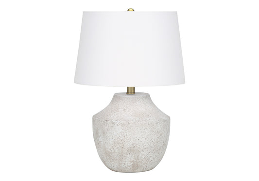 20" Cream Concrete Urn Table Lamp With Cream Empire Shade