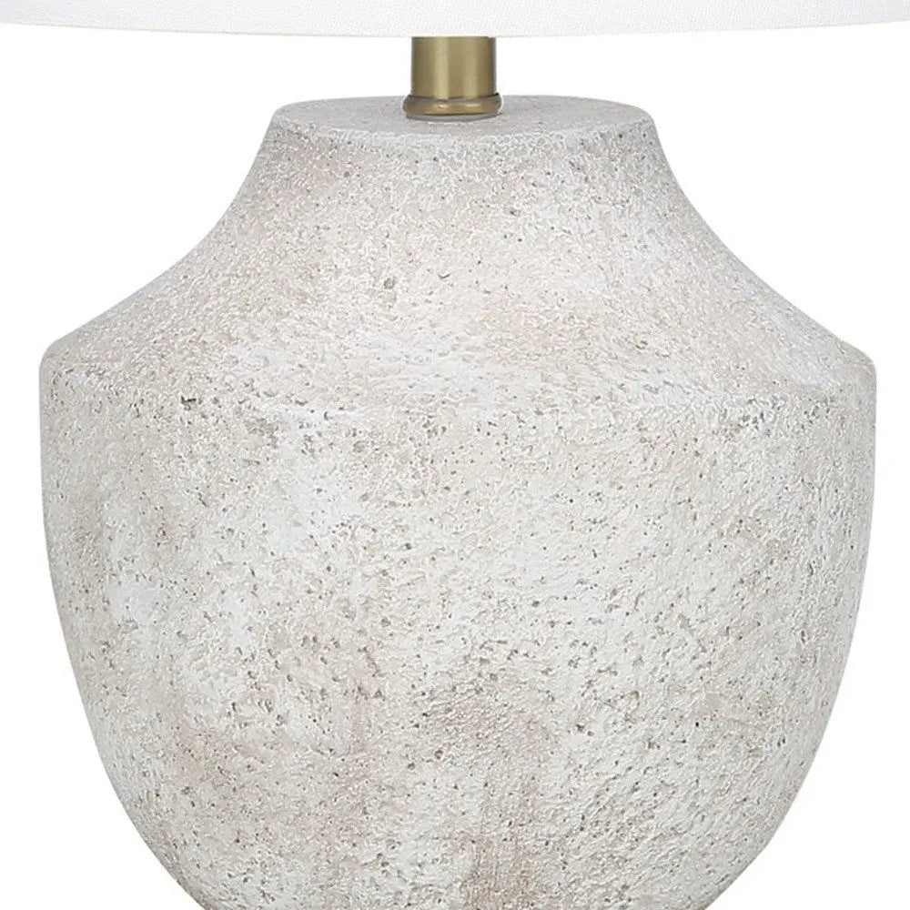 20" Cream Concrete Urn Table Lamp With Cream Empire Shade HomeRoots