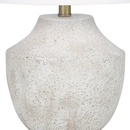 20" Cream Concrete Urn Table Lamp With Cream Empire Shade HomeRoots