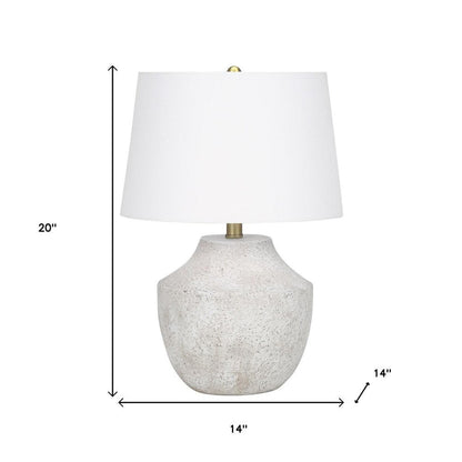 20" Cream Concrete Urn Table Lamp With Cream Empire Shade