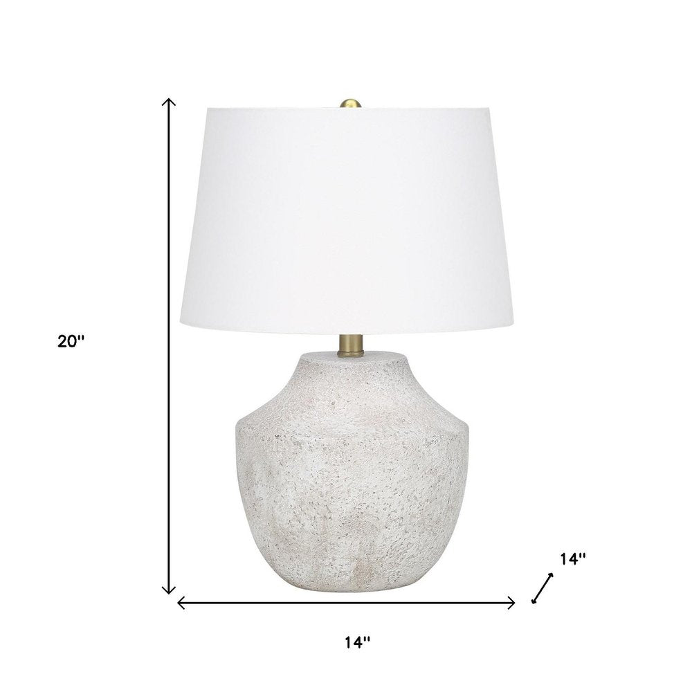 20" Cream Concrete Urn Table Lamp With Cream Empire Shade — view 10