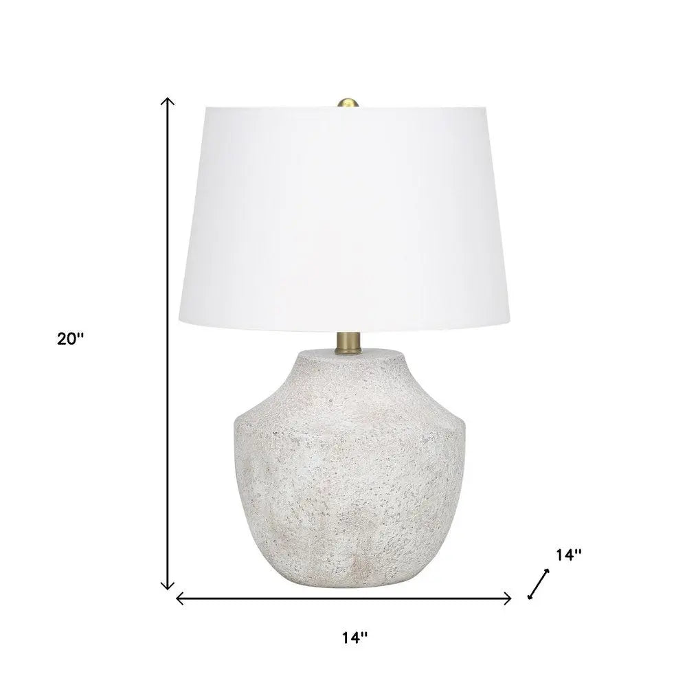 20" Cream Concrete Urn Table Lamp With Cream Empire Shade HomeRoots