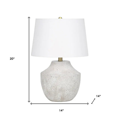 20" Cream Concrete Urn Table Lamp With Cream Empire Shade HomeRoots