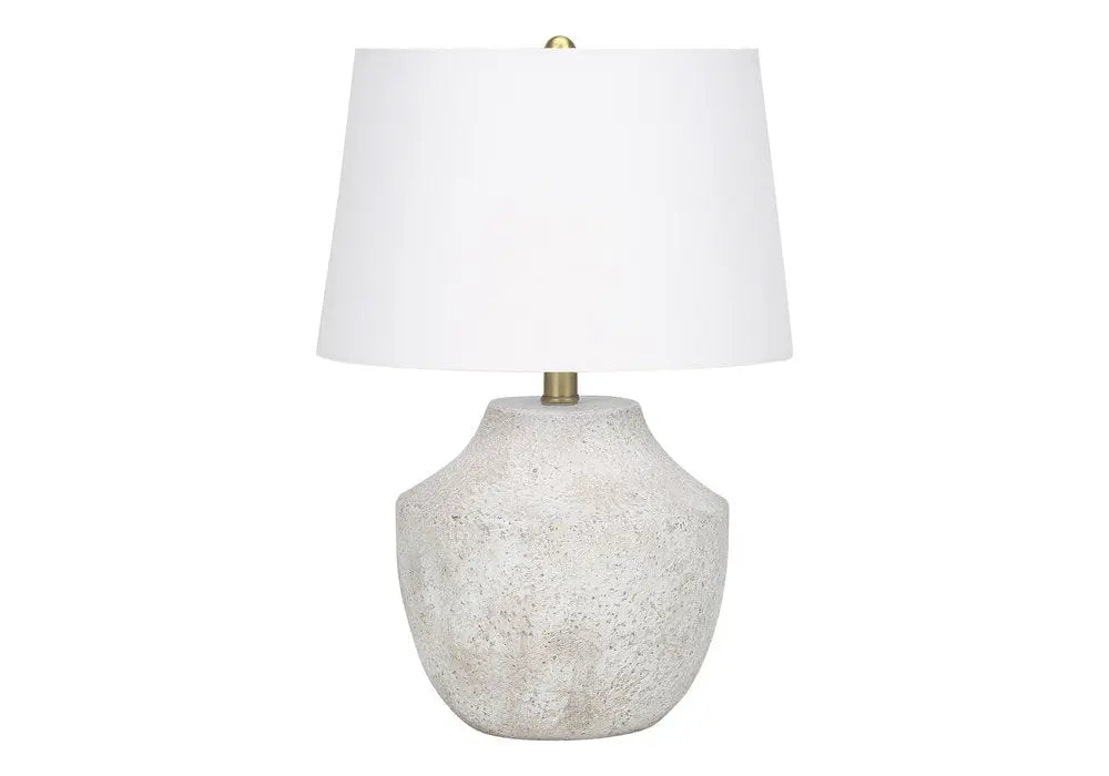 20" Cream Concrete Urn Table Lamp With Cream Empire Shade HomeRoots