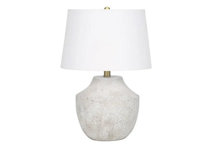 20" Cream Concrete Urn Table Lamp With Cream Empire Shade HomeRoots