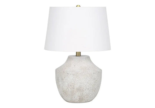 20" Cream Concrete Urn Table Lamp With Cream Empire Shade HomeRoots