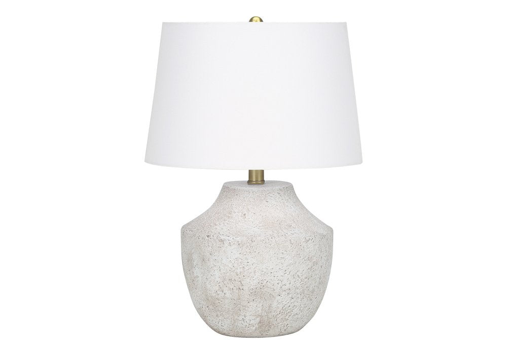 20" Cream Concrete Urn Table Lamp With Cream Empire Shade — view 1