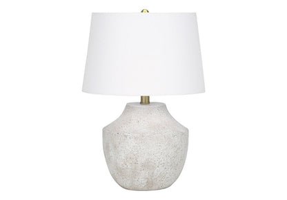 20" Cream Concrete Urn Table Lamp With Cream Empire Shade HomeRoots