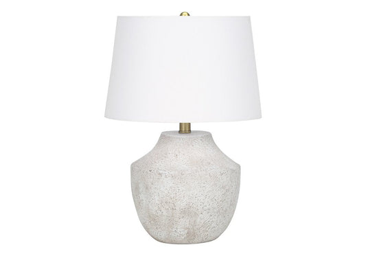 20" Cream Concrete Urn Table Lamp With Cream Empire Shade HomeRoots