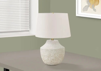 20" Cream Concrete Urn Table Lamp With Cream Empire Shade HomeRoots