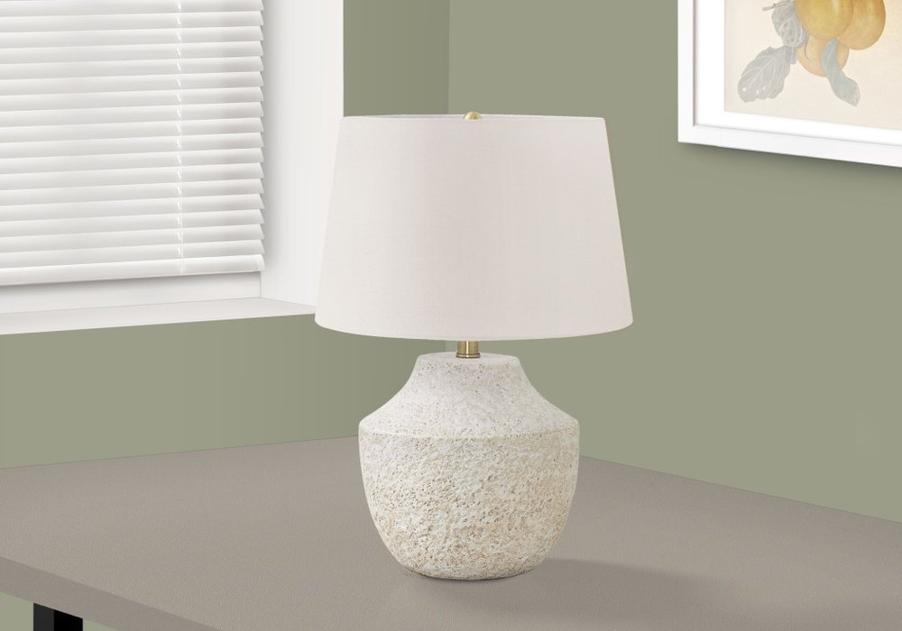 20" Cream Concrete Urn Table Lamp With Cream Empire Shade — view 2