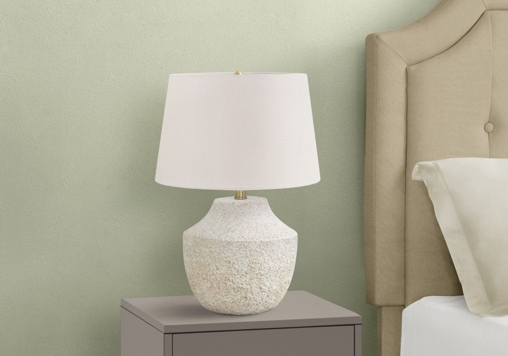 20" Cream Concrete Urn Table Lamp With Cream Empire Shade — view 3