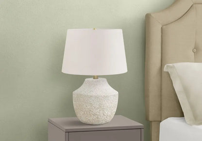 20" Cream Concrete Urn Table Lamp With Cream Empire Shade HomeRoots