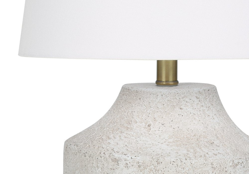 20" Cream Concrete Urn Table Lamp With Cream Empire Shade — view 5