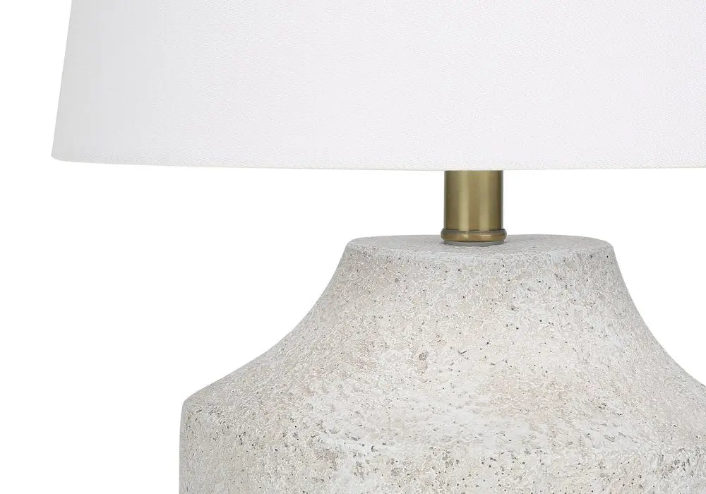 20" Cream Concrete Urn Table Lamp With Cream Empire Shade HomeRoots